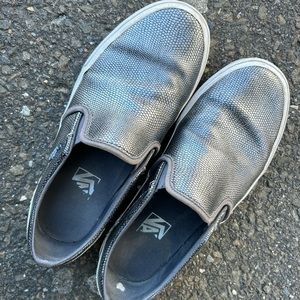 Vans Silver Metallic Slip Ons Size 8